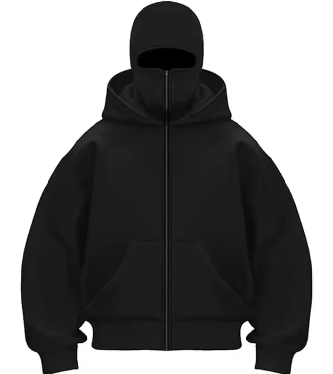 Zip Up Black Mask Hoodie